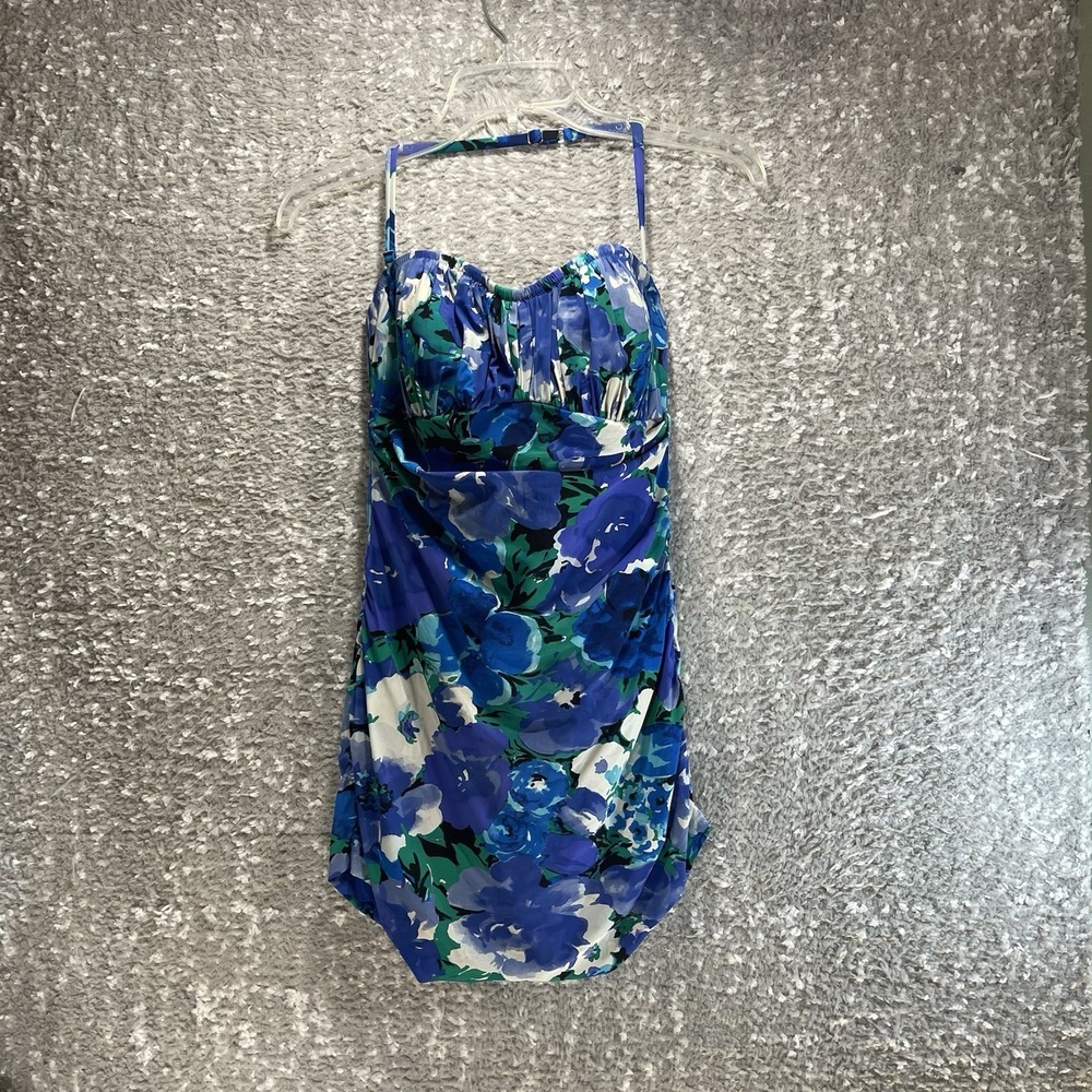 Gottex One-Piece Swimsuit Dress Blue Adjustable Straps US 10 Beach Cruise